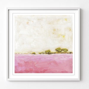 Landscape Painting Pink Wall Art Archival Print, Abstract Minimal Pink Art Print, 8x8 10x10 "Pink Field"