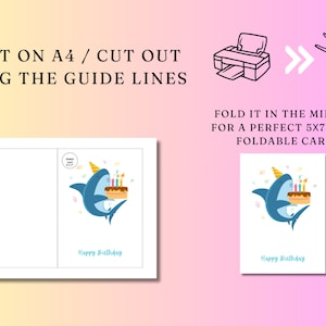 Shark Happy Birthday Card - DIGITAL Download - Printable Birthday Card ...