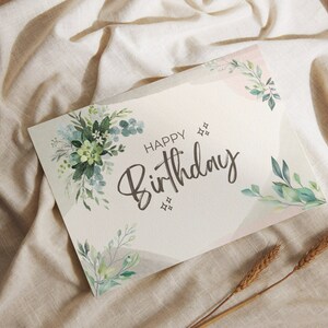Cartão floral de feliz aniversário - Download DIGITAL - Cartão de aniversário para impressão - Cartão de aniversário de flores silvestres para impressão - Cartão de felicitações para impressão