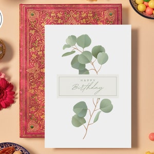 Cartão floral de feliz aniversário - Download DIGITAL - Cartão de aniversário para impressão - Cartão de aniversário de flores silvestres para impressão - Cartão de felicitações para impressão