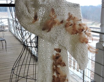 Feathered art Yarn Short Row Alpaca Shawl Pattern