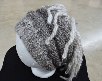 Handspun and Handknit Extreme Lamb's Tail Hat Slouch and Traditional Pattern