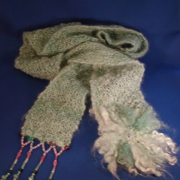 Kid Mohair Scarf with Locks Flower Pattern