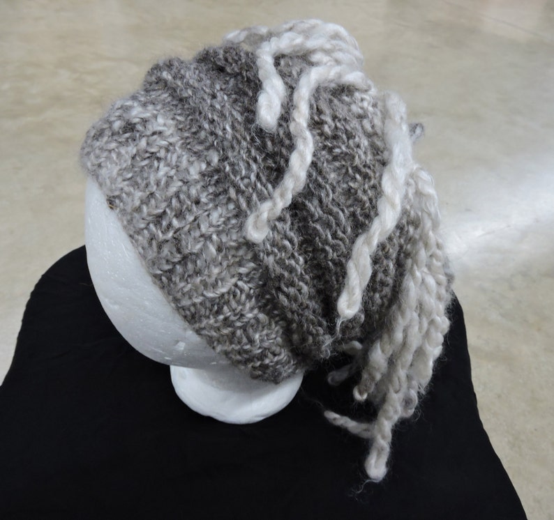 Handspun and Handknit Extreme Lamb's Tail Hat Slouch and Traditional Pattern image 1