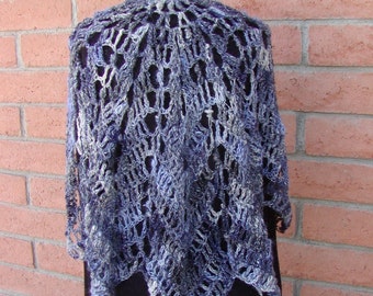 Blue Crochet Bullion Shawl Pattern
