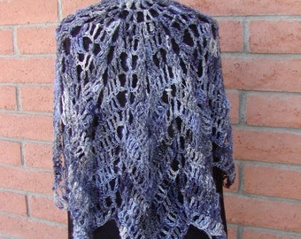 Blue Crochet Bullion Shawl Pattern