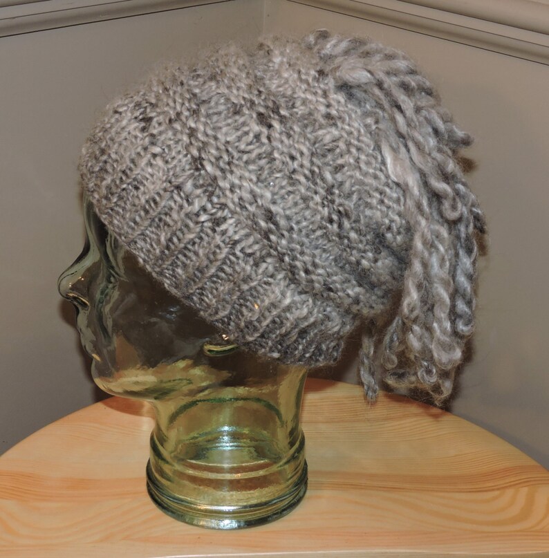 Handspun and Handknit Extreme Lamb's Tail Hat Slouch and Traditional Pattern image 2