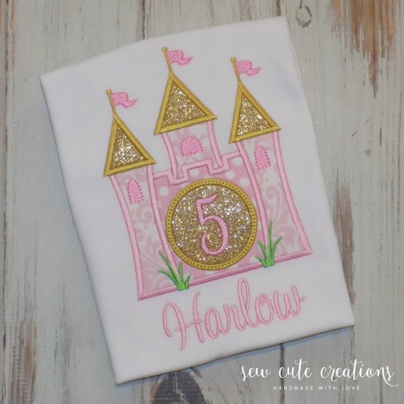Princess Castle Birthday Shirt - Princess Birthday outfit - Cinderella castle - 2nd 3rd birthday - 4th 5th 6th birthday - sew cute creations Il_570xn