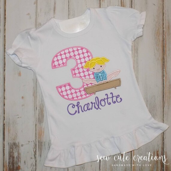Gymnastics Birthday shirt for girls - Gymnastics Birthday outfit - Balance beam - Gymnast birthday - 3rd 4th birthday - Sew cute creations Il_570xn