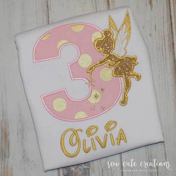 Tinkerbell Birthday shirt - Tinkerbell outfit - Fairy Birthday outfit - 1st 2nd 3rd birthday - 4th 5th 6th 7th birthday - Sew cute creations Il_570xn