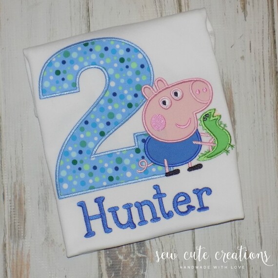 George Pig Birthday Shirt - George Pig Birthday outfit - George and Mr. Dinosaur - Peppa pig birthday -sew cute creations Il_570xn