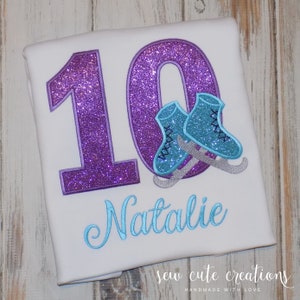 Ice Skate Birthday Shirt, Ice Skate party outfit, Ice Skating Outfit, 3rd 4th 5th 6th 7th 8th 9th birthday, Sew cute creations