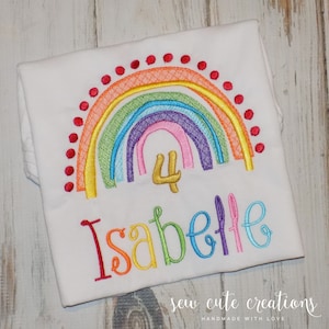 Rainbow Birthday Shirt for Kids, Wizard of Oz theme Outfit, Personalized Custom Embroidered 1st to 10th Tee, Sew Cute Creations