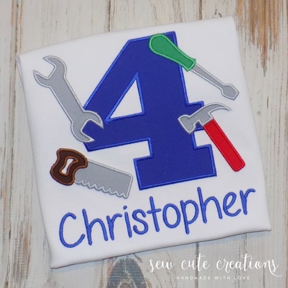 Construction Tools Birthday shirt - Construction Birthday outfit - 1st 2nd 3rd birthday - 4th 5th birthday - sew cute creations Il_570xn