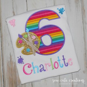 Paint Birthday shirt, Paint party outfit, Art Painting party. Artist Palette, 3rd 4th 5th 6th 7th 8th birthday, Sew Cute Creations image 6