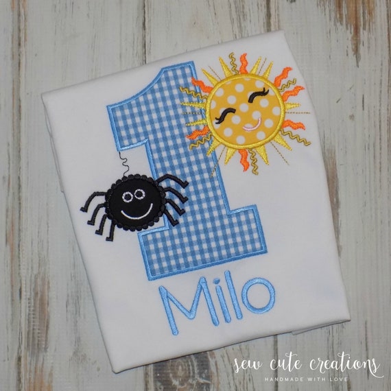 Itsy Bitsy Spider Birthday shirt - Itsy Bitsy Spider birthday outfit - sun spider birthday shirt - sew cute creations Il_570xn