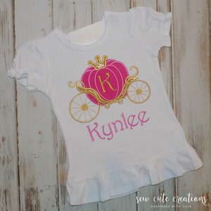 Princess Carriage Birthday Shirt, Princess Party outfit, 1st 2nd 3rd 4th 5th 6th 7th 8th 9th birthday, Sew Cute Creations image 1