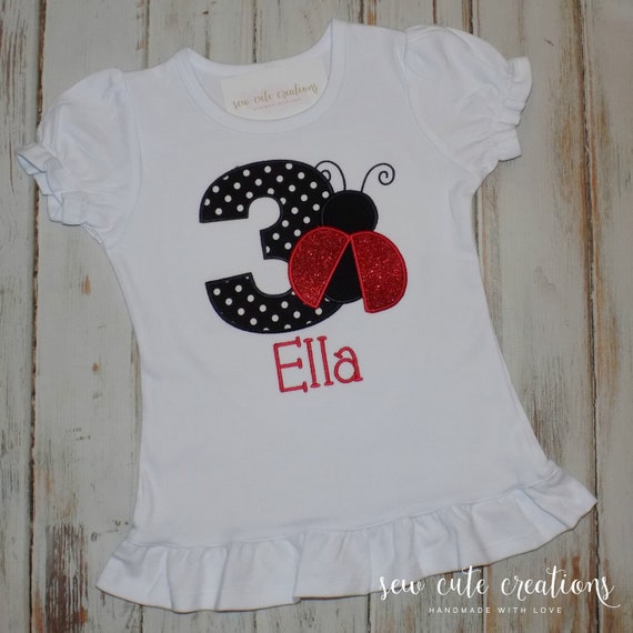Ladybug birthday shirt Personalized - Ladybug Birthday outfit - Lady bug birthday shirt -Lady bug birthday outfit - Sew cute creations Il_570xn