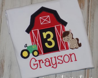 Farm birthday shirt boy girl, Farm animals party outfit, Barn Horse Tractor, 1st 2nd 3rd 4th 5th 6th 7th birthday, Sew cute creations