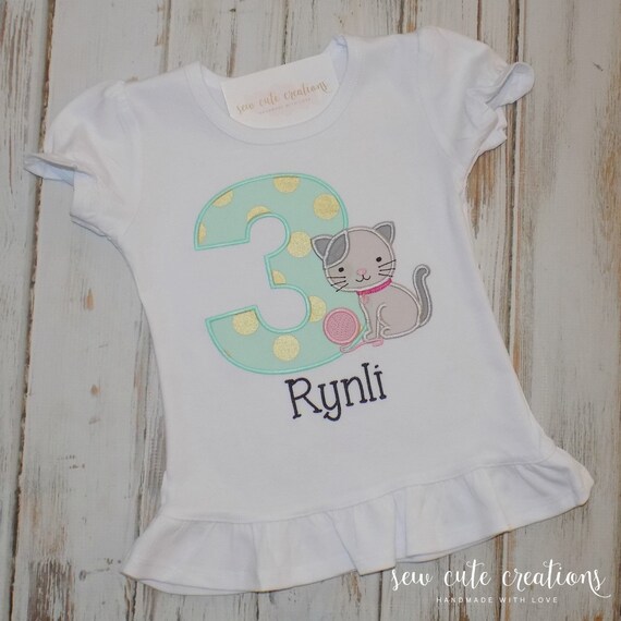 Kitten Birthday Shirt for girls - Kitten Birthday outfit - Kitty Cat Birthday shirt - 1st 2nd 3rd 4th 5th birthday - Sew Cute Creations Il_570xn