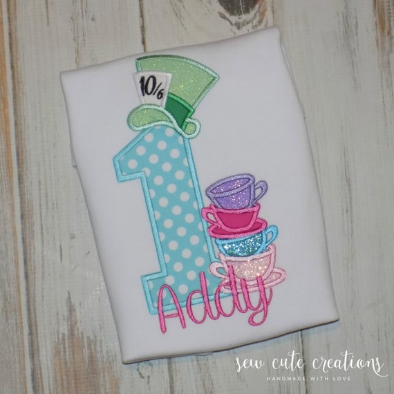 Alice in Wonderland Birthday Shirt - Alice in ONEderland - Tea for Two birthday outfit - One derland shirt -Mad Hatter - Sew Cute Creations Il_570xn