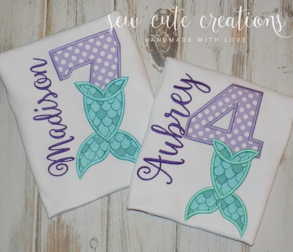 Mermaid Birthday Shirt - Mermaid outfit - Mermaid Tail shirt - Mermaid party - Birthday outfit - sew cute creations Il_570xn