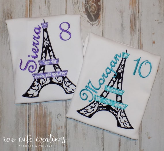 Eiffel Tower Birthday Shirt, Paris party outfit, French Parisian party, 3rd 4th 5th 6th 7th 8th 9th 10th birthday, Sew cute creations Il_570xn