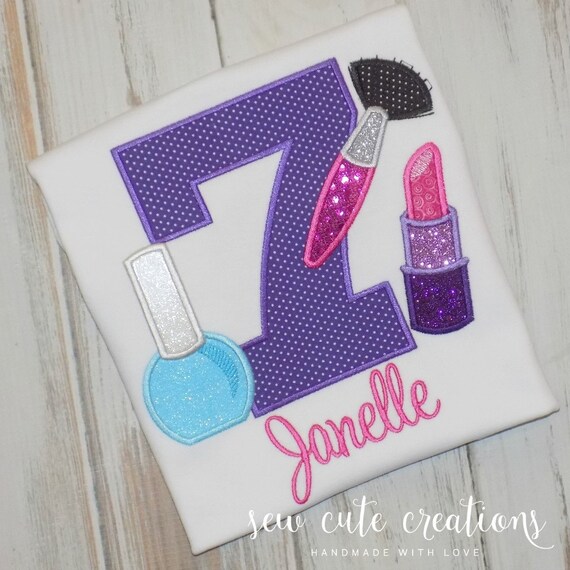 Makeup Birthday shirt - Makeup Birthday outfit - Beauty Spa birthday - 3rd 4th 5th birthday - 6th 7th 8th 9th birthday - Sew cute creations Il_570xn