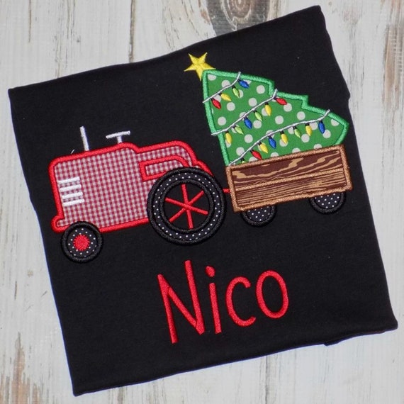Christmas Tractor Shirt for boys or girls - Christmas Tractor outfit - Holiday shirt - Holiday outfit - sew cute creations Il_570xn