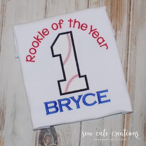 Baseball Rookie of the year 1st birthday shirt for boys or Girls, Little Slugger Baseball 1st birthday party outfit, Sew cute creations