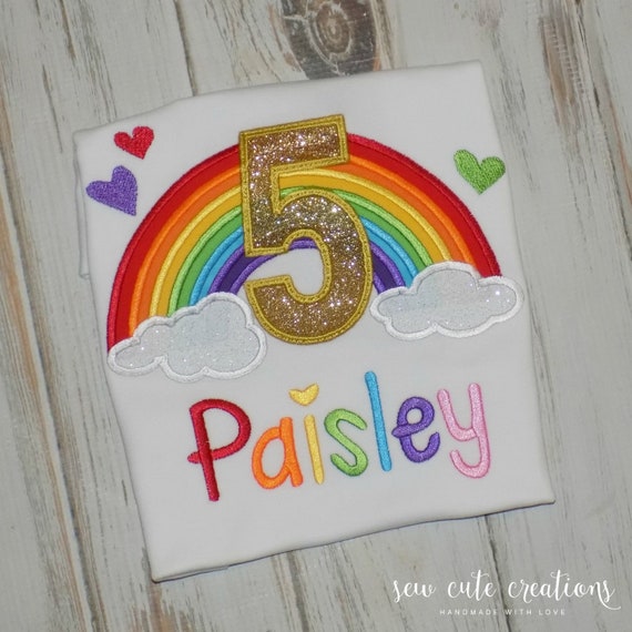 Rainbow birthday shirt for boys or girls - Rainbow birthday outfit - Over the Rainbow party - Wizard of Oz - Sew Cute Creations Il_570xn