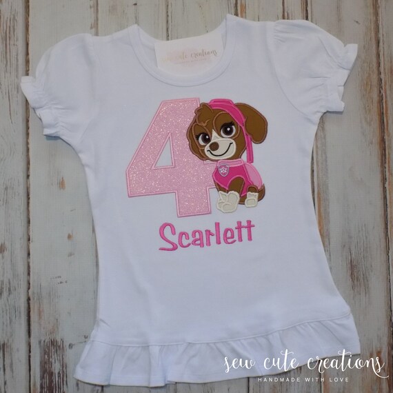 Skye Puppy Birthday shirt - Skye Birthday outfit - Girl Puppy - 2nd 3rd birthday - 4th 5th birthday - 6th 7th birthday - sew cute creations Il_570xn