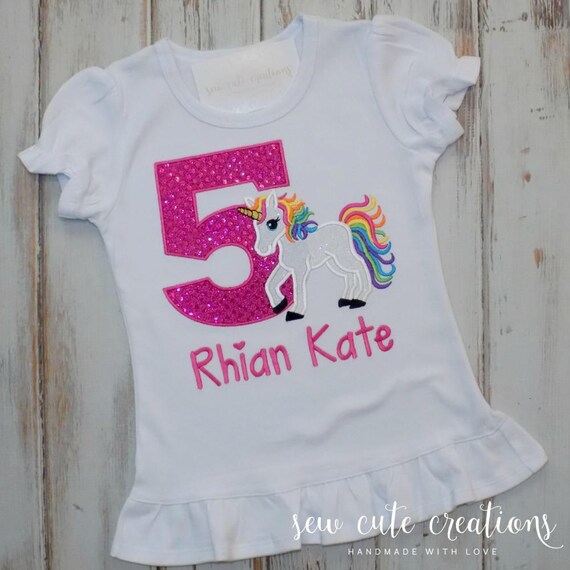 Rainbow Unicorn birthday shirt - Unicorn birthday outfit - Glitter unicorn - 1st 2nd birthday - 3rd 4th 5th birthday - Sew Cute Creations Il_570xn