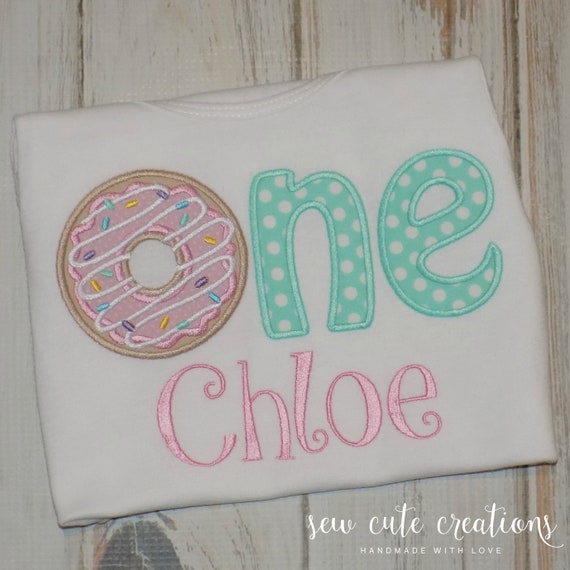 Donut 1st birthday shirt for boys or girls - Donut 1st birthday outfit - One Donut First birthday - Donut grow up - Sew Cute Creations Il_570xn