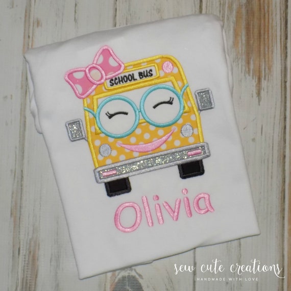 Back to School bus shirt for girls - Back to school outfit - First day of school - Wheels on the bus birthday - sew cute creations Il_570xn