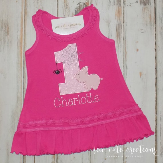 Charlotte's Web Birthday Dress - Charlotte's Web birthday outfit - Charlotte Wilbur - 1st birthday - 2nd birthday- Sew cute creations Il_570xn