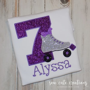 Roller Skate Birthday shirt, Skating Rink party outfit, Custom Embroidered 1st to 9th tee, Let&#39;s Roll theme top, Sew cute Creations