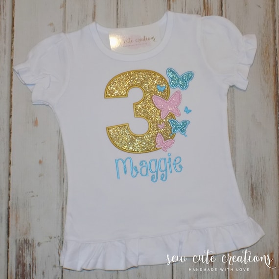 Butterfly Birthday shirt Personalized - Butterfly Birthday outfit - Glitter butterfly party - 1st 2nd 3rd 4th birthday - Sew Cute Creations Il_570xn