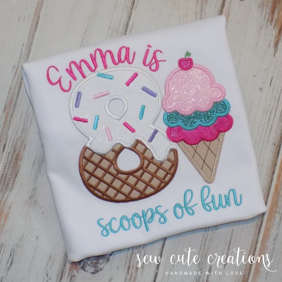 Ice Cream Birthday shirt, Scoops of fun, Eight Ice Cream Party, 2nd 3rd 4th 5th 6th 7th 8th 9th birthday shirt, Sew Cute Creations Il_570xn