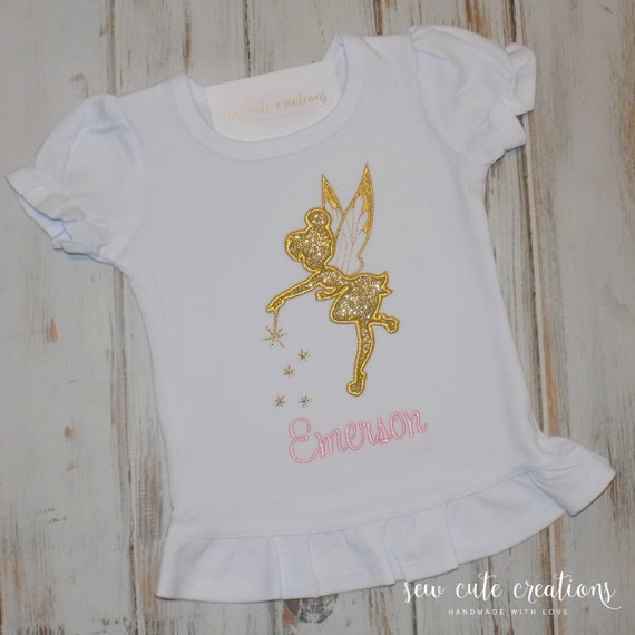 Tinkerbell shirt Personalized - Tinkerbell birthday outfit - Fairy Birthday - Glitter Fairy outfit - Disney trip - Sew cute creations Il_570xn