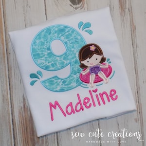 Pool Party Birthday shirt for boy or girl, Splash Party outfit, Summer Swimming tee, 1st to 9th birthday, Sew cute creations