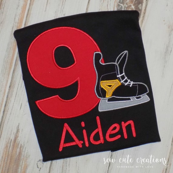 Hockey Birthday Shirt - Hockey Skate Birthday Outfit - Ice Hockey - 5th birthday - 6th 7th birthday - 8th birthday - Sew Cute Creations Il_570xn