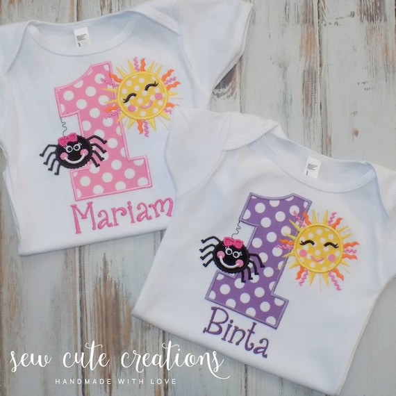 Itsy Bitsy Spider Birthday shirt boys or girls - Itsy Bitsy Spider birthday outfit - 1st 2ndbirthday - 3rd 4th birthday - sew cute creations Il_570xn