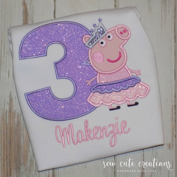 Peppa Pig Birthday Shirt - Peppa Pig Princess birthday outfit - 2nd birthday - 3rd birthday - 4th 5th birthday - sew cute creations Il_570xn