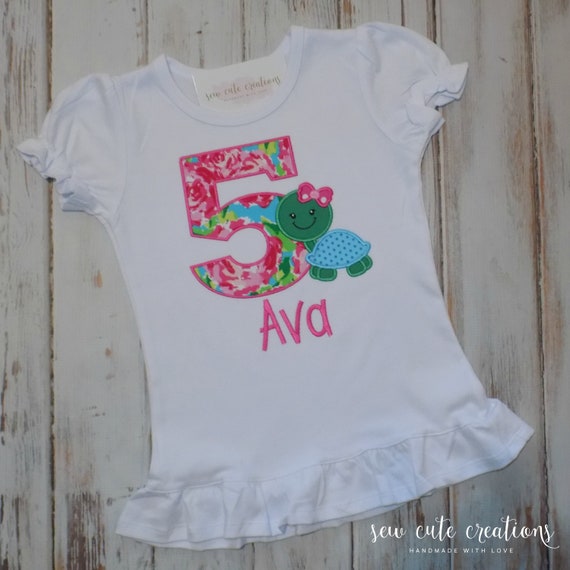Girl Turtle Birthday - Girl Turtle birthday outfit - Birthday girl shirt- monogram turtle shirt- embroidered turtle - sew cute creations Il_570xn