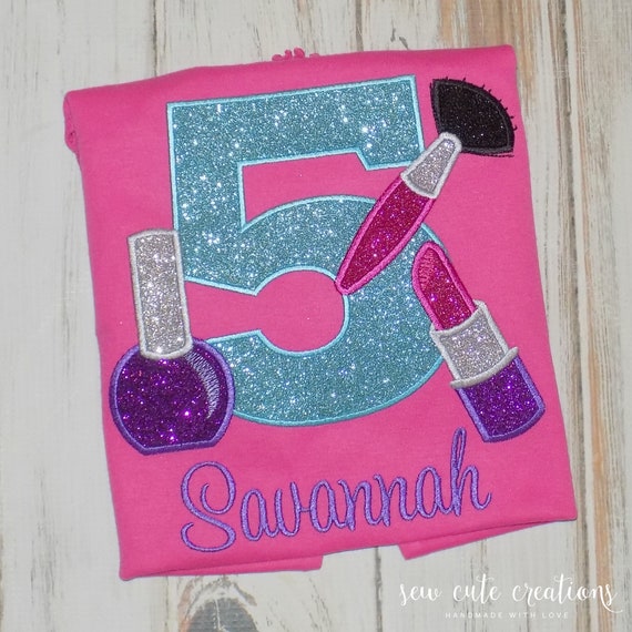 Makeup Birthday Shirt for girls - Makeup birthday Outfit - Beauty Spa birthday - Glamour Birthday - Makeover birthday - Sew cute creations Il_570xn