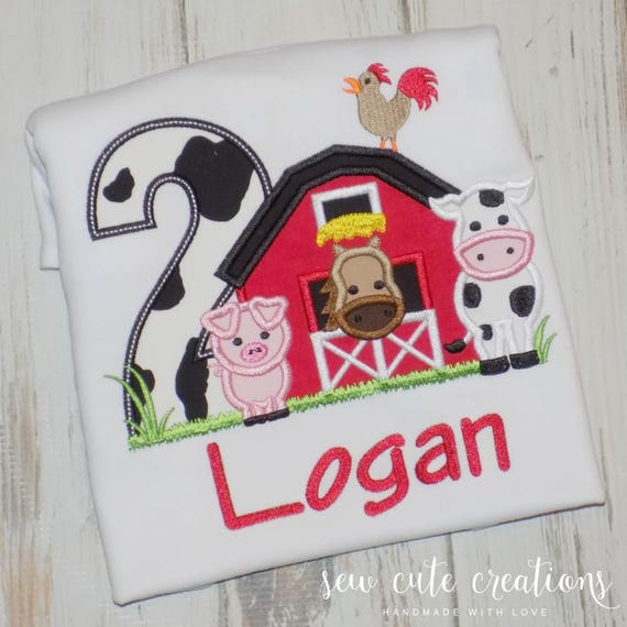 Farm birthday shirt for boys or girls - Farm Birthday outfit - Barn birthday outfit - Farm animals - Birthday 1-6 - Sew cute creations Il_570xn