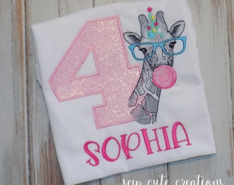 Giraffe Party Animal birthday shirt, Giraffe bubble outfit, Jungle Party Animal, 3rd 4th 5th 6th birthday, Sew Cute Creations