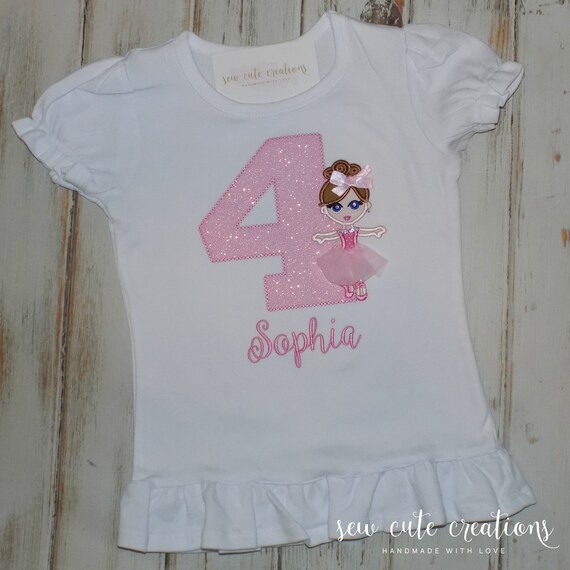 Ballet Birthday Shirt - Ballerina Birthday outfit - 2nd birthday - 3rd birthday - 4th birthday - 5th 6th 7th birthday - sew cute creations Il_570xn