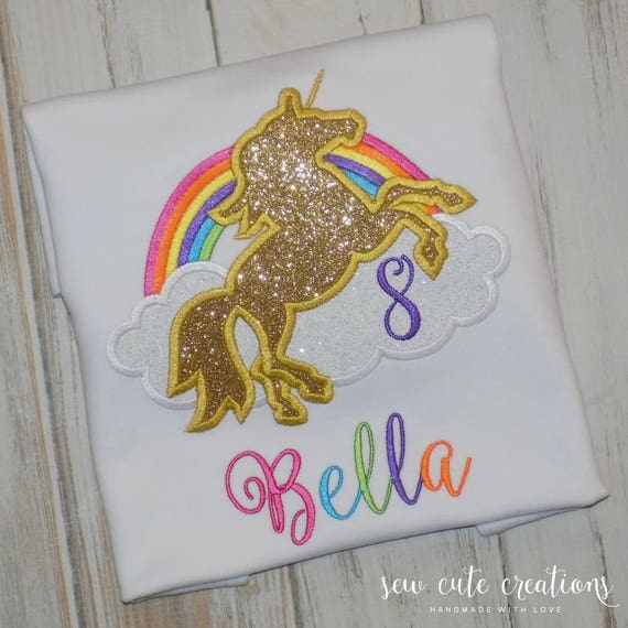 Rainbow Unicorn birthday shirt - Unicorn birthday outfit - Glitter unicorn - 2nd 3rd 4th birthday - 5th 6th birthday - Sew Cute Creations Il_570xn